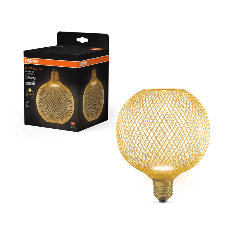 Lámpara LED plana OSRAM DECOR, dorada, 3,5 W, 300 lm, mate, 125 mm, blanco cálido, E27
