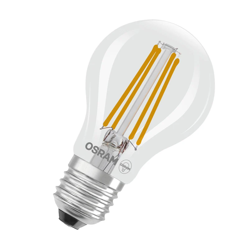 OSRAM LED CLASSIC A ENERGY EFFICIENCY A DIM con forma de A, bombilla LED, cristal sin plomo, transparente, 2,2 W, (equivalente a 40 W), 470 lm, blanco cálido, 2700 K, regulable, clase de eficiencia energética: A