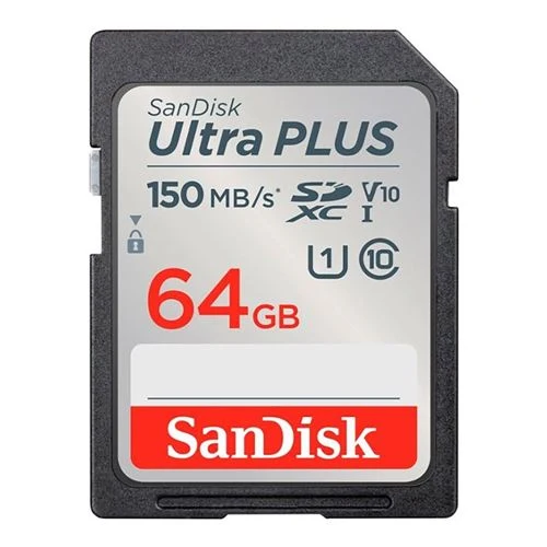 Tarjeta de Memoria Sandisk 64GB Ultra PLUS SDXC Class 10 / U1 / UHS-1 / V10 Flash Memory Card