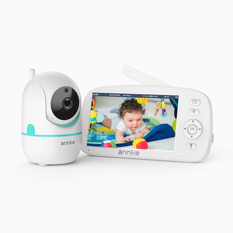 Tivonas CV50 Monitor de Bebé de Vídeo 1080p con Pantalla HD de 5", Cámara, Audio Bidireccional, Detección de Voz y Temperatura, Recordatorio de Alimentación, Giro e Inclinación de 360°, Zoom 2X, Batería de 5000mAh, Función VOX