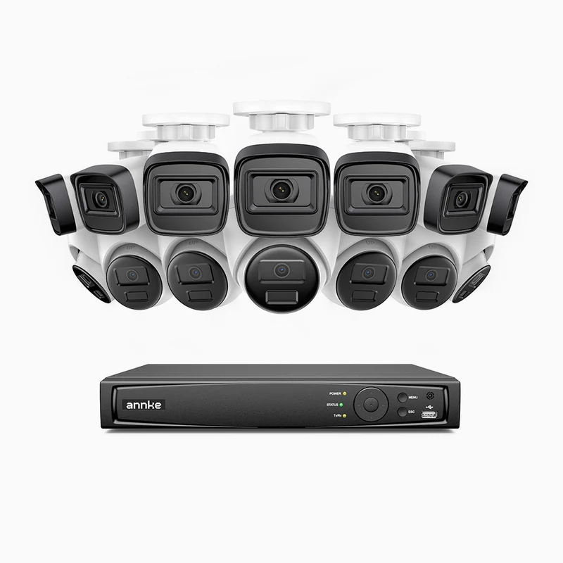 H300 - Kit de vigilancia PoE de 3MP con 7 cámaras bullet y 7 cámaras domo y videograbador NVR de 16 canales, visión nocturna EXIR 2.0, detección de movimiento, H.265+, impermeabilidad IP67