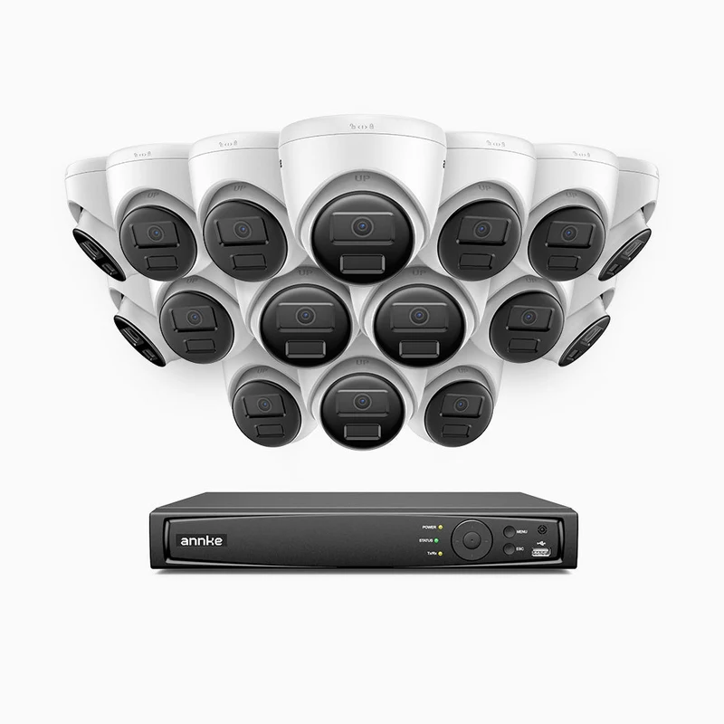 H300 - Kit de 16 cámaras de vigilancia PoE de 3MP con videograbador NVR de 16 canales, visión nocturna EXIR 2.0, detección de movimiento, H.265+, impermeabilidad IP67