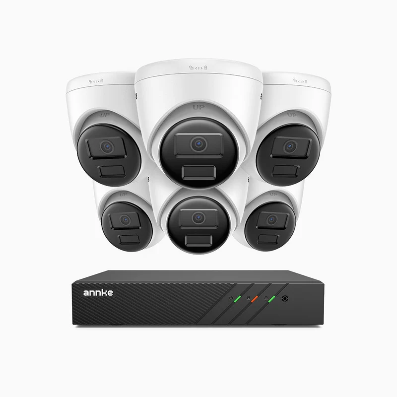 H300 - Kit de 6 cámaras de vigilancia PoE de 3MP con videograbador NVR de 8 canales, visión nocturna EXIR 2.0, detección de movimiento, H.265+, impermeabilidad IP67