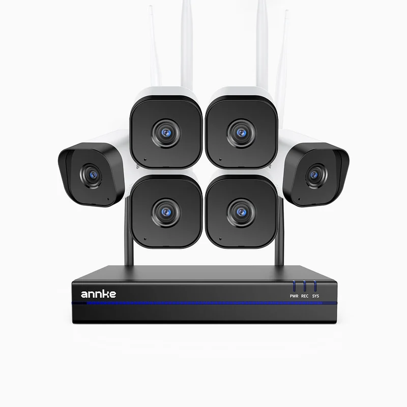 WS800 - Kit de 6 cámaras de vigilancia inalámbrico de 8MP con videograbador NVR de 16 canales, WiFi de doble banda 2,4/5,8 GHz Pro, detección de movimiento humano, audio bidireccional, visión nocturna, compatible con Alexa