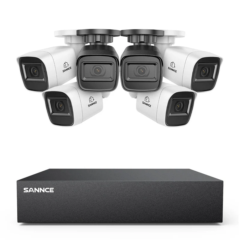 1080P 8-Channel Wired Security DVR System with 6pcs 2MP Outdoor Bullet CCTV Cameras, Smart Human / Vehicle / Motion Detection