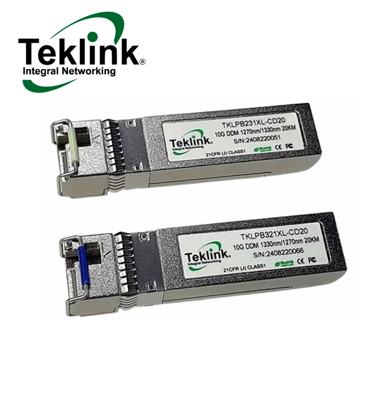 TRANSCEPTOR FIBRA SFP KIT 2 PCS 10G SINGLE FIBER 1270/1330 20KM SM/LC MINI GBIC SFPT10G-KIT Marca: Teklink