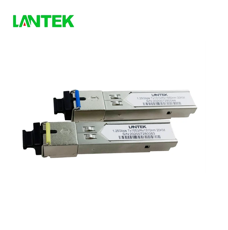 Transceiver 1.25G SFP SC BIDI Monomodo 20km 1310/1550nm (Kit 2 pcs) Marca: Lantek