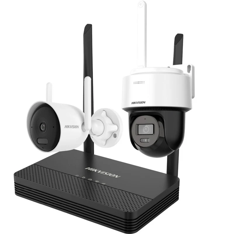 Cámara Bala Hikvision - Kit 1 Cámara Bala 2 Megapíxeles - 1 Cámara Domo Pt 2 Megapixeles - 1 Grabadora Wi-Fi - Incluye Fuente y Cable RJ45 - DSJ142I/NKS422WBPH
