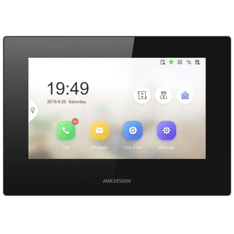Videoportero Hikvision - Monitor IP Lite Touch 7" para Videoportero IP - Vídeo en Vivo - PoE Estándar - Apertura Remota - DS-KH6320-LE1(B)