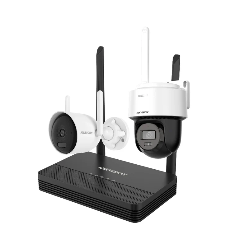 Cámara Bala Hikvision - Kit 1 Cámara Bala 4 Megapíxeles - 1 Cámara Domo Pt 4 Megapixeles - 1 Grabadora Wi-Fi - Gestión con Hik-Connect - DS-J142I/NKS424WBPH