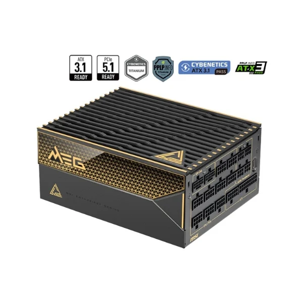 Fuente de Poder MSI MEG Ai1600T PCIE5 - 1600W - 80 PLUS Titanium - Modular - ATX