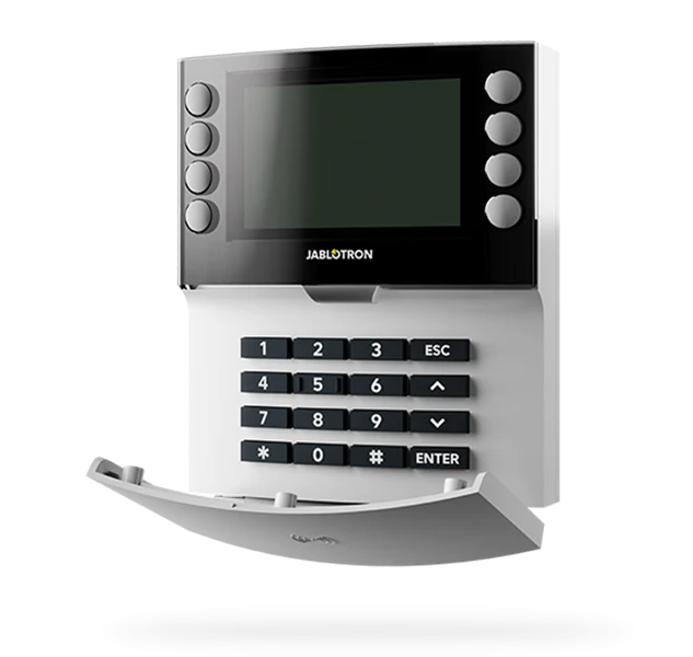 Jablotron JA-115E-WH, panel de control cableado con teclado, pantalla LCD y lector RFID