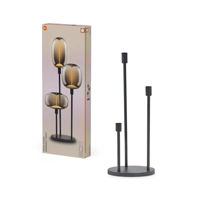 Lámpara de pie OSRAM DECOR Stick DIM 3xE27 Gris oscuro sin bombillas