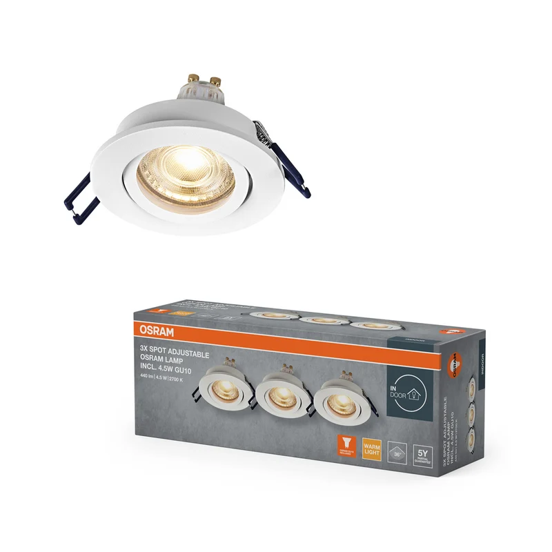 Foco empotrable LED OSRAM Spot Recess GU10 giratorio Click 4,5 W blanco ⌀68 mm