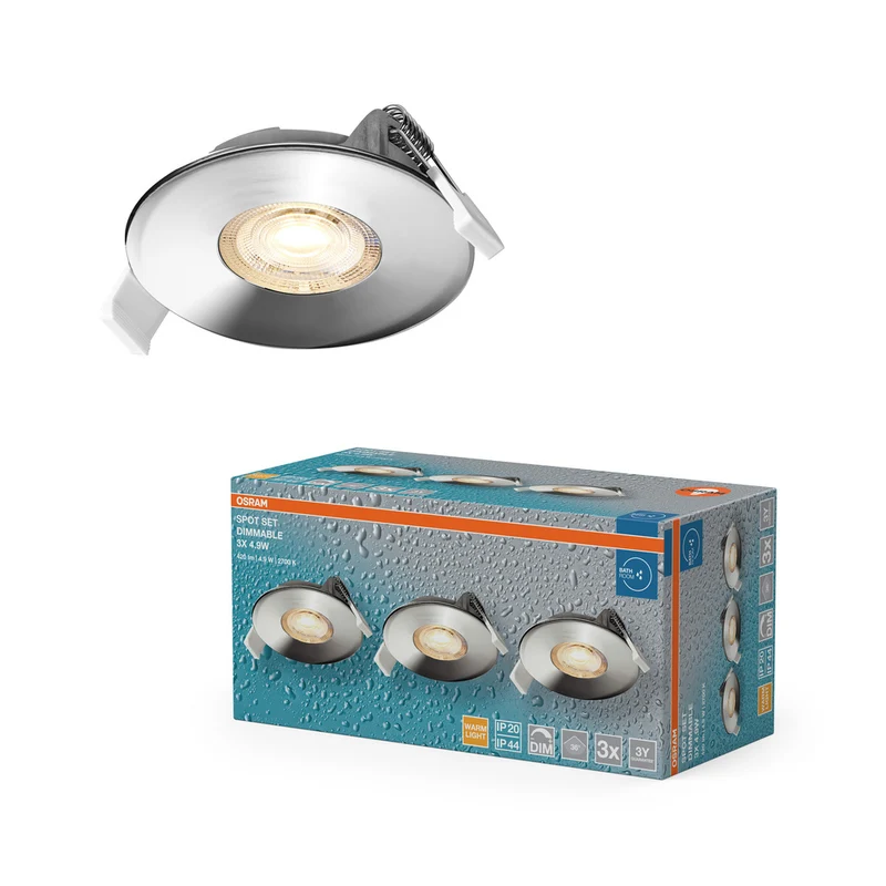 Foco empotrable para baño OSRAM LED Spot Recess DIM IP44 4,9 W 36° Cromo Ø68 mm
