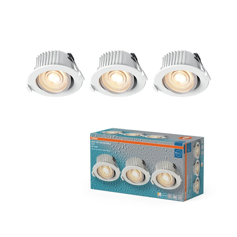 Foco empotrable LED OSRAM para baño, CCT IP44, orientable, 4,9 W, 36°, blanco, Ø68 mm