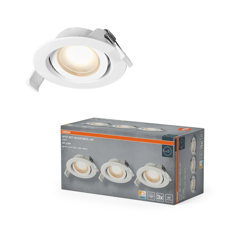 Foco empotrable LED OSRAM Spot Recess CCT giratorio 4,9 W 120° blanco ⌀75 mm