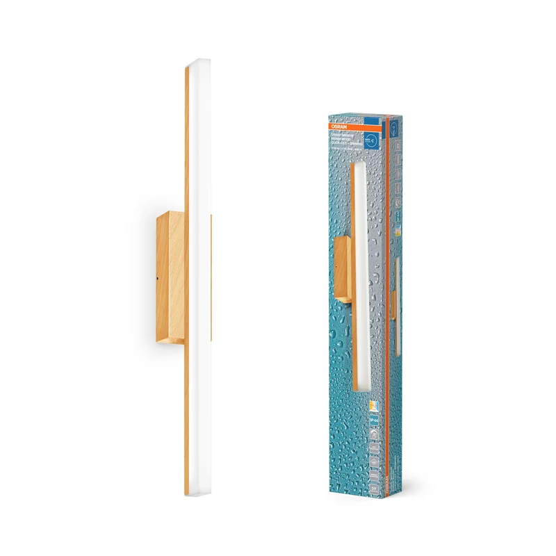 Lámpara de espejo OSRAM Orbis Mirror para baño, Click-CCT, 10 W, 60 cm, decoración de madera, IP44