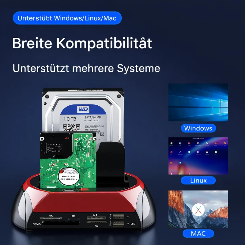 Festplatte | Multifunktionale Festplatten-Dockingstation | Universeller IDE- und SATA-Hub | TotalRecovery Dock