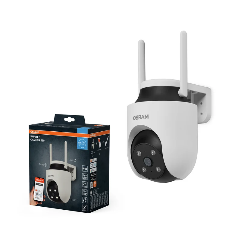 Cámara de vigilancia inteligente para exteriores OSRAM Wifi SMART+, giratoria, color blanco