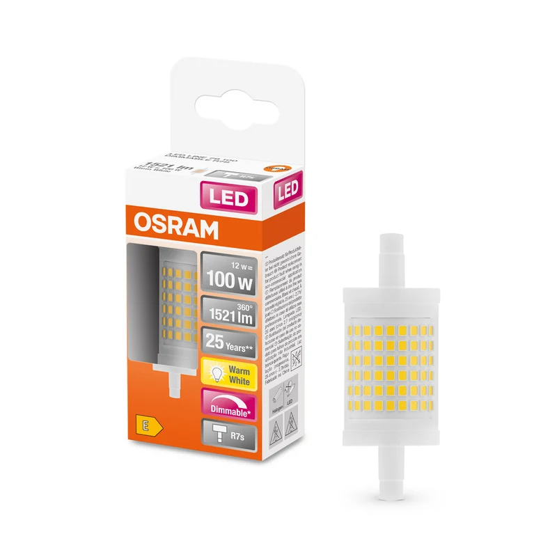 Lámpara LED OSRAM LED LINE R7S DIM 12W 827 Transparente R7s, 1521 lm, 2700 K, Blanco cálido