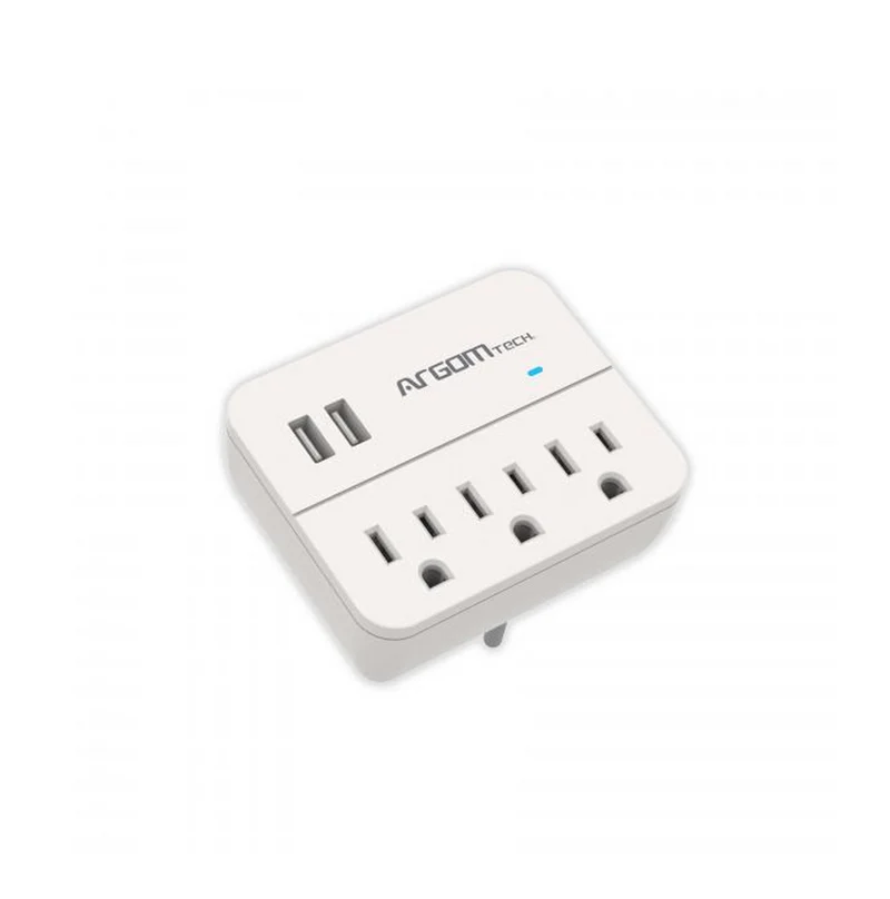 Regleta 3 outlet y 2 USB port 110V ARG-AC-0266WT Marca: ARGOM