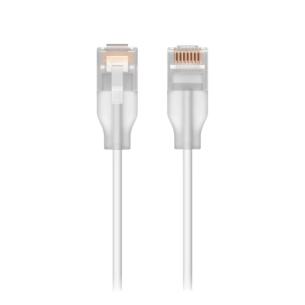 Accesorio Ubiquiti UACC-Cable-Patch-EL-1M-W Cable CAT6 nano-delgado con soporte 10 GbE, diseñado para mostrar efectos Etherlighting™