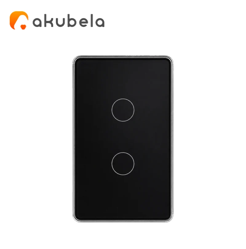 Apagador Táctil de Vidrio 2 Canales (Negro) TYSH Marca: Akubela