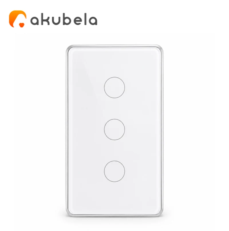Apagador Táctil de Vidrio 3 Canales (Blanco) TYSH Marca: Akubela