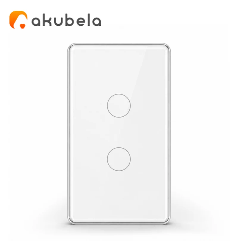 Apagador Táctil de Vidrio 2 Canales (Blanco) TYSH Marca: Akubela