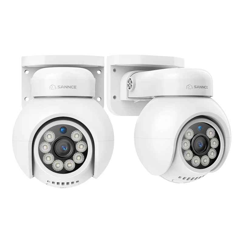 2PCS 4K UHD PoE Security Outdoor PT IP Camera - Pan & Tilt, AI Vehicle Detection, Two-way Audio, Up to 256GB microSD Card Storage, ONVIF Compliant, Compatible with SANNCE N98PBD/N96PBK
