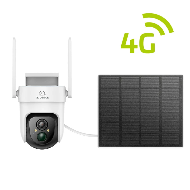 Certified Refurbished 4G LTE Cellular Wireless Outdoor Security Camera, Battery & Solar Powered, 3MP Dual Light Night Vision, 355° Pan & 90° Tilt, Two-Way Audio, SIM & Micro SD Card (32 GB) Included, Cloud & Max. 128 GB Local Storage