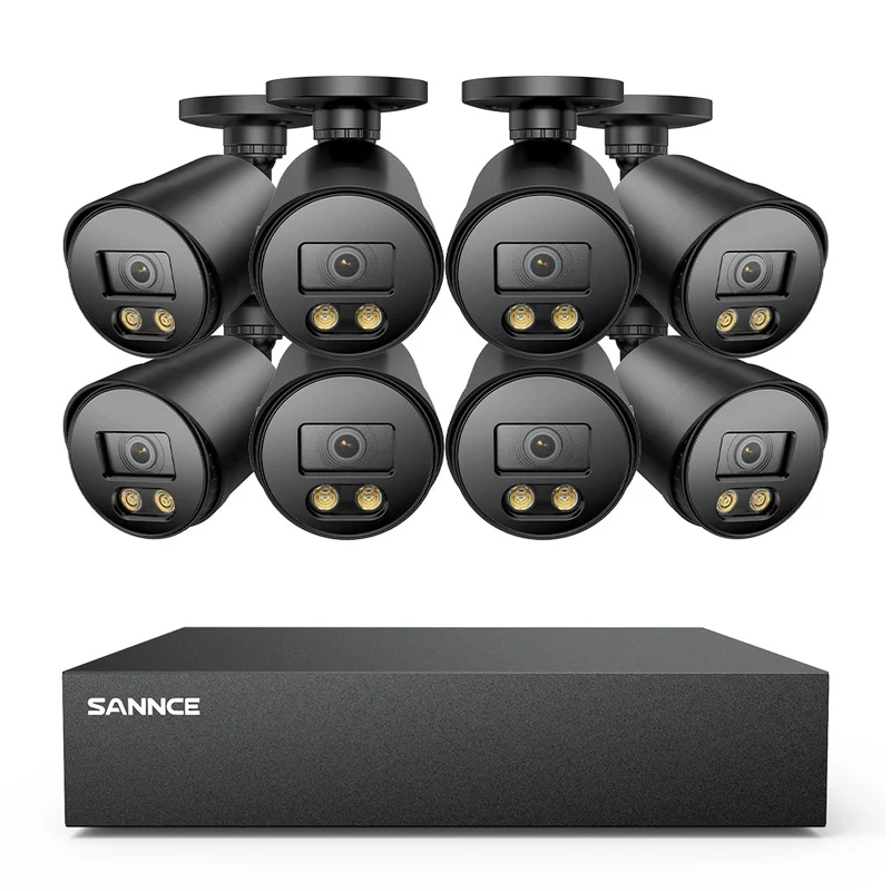 8 Channel 1080P Full-Color Security Camera System - Hybrid DVR, 8PCS Warm-Light Cameras, Outdoor & Indoor, Smart Motion Detection, Remote Access