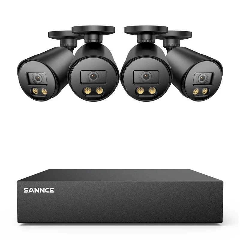8 Channel 1080P Full-Color Security Camera System - Hybrid DVR, 4PCS Warm-Light Cameras, Outdoor & Indoor, Smart Motion Detection, Remote Access
