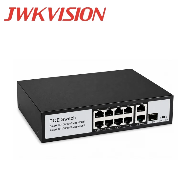 Switch POE 8 Puertos 10/100/1000 Mbp Con 2 Uplink Y 1 Puerto SFP JWK-POE110G Marca: JWK