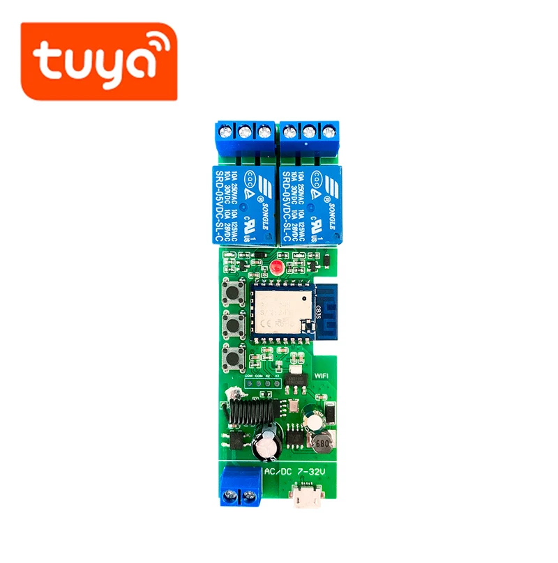 Rele Inteligente WIFI Tecnología Tuya WIFI 12-24VDC, 2 Contactos De Salida Hasta 10A TK-TYWB-2CH Marca: Tuya