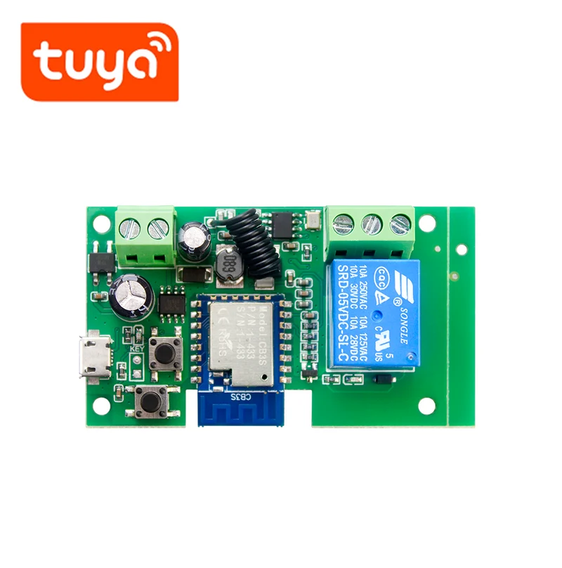 Rele Inteligente WIFI Tecnología Tuya WIFI 12-24VDC, 1 Contacto de salida hasta 10A TK-TYWB-1CH Marca: Tuya