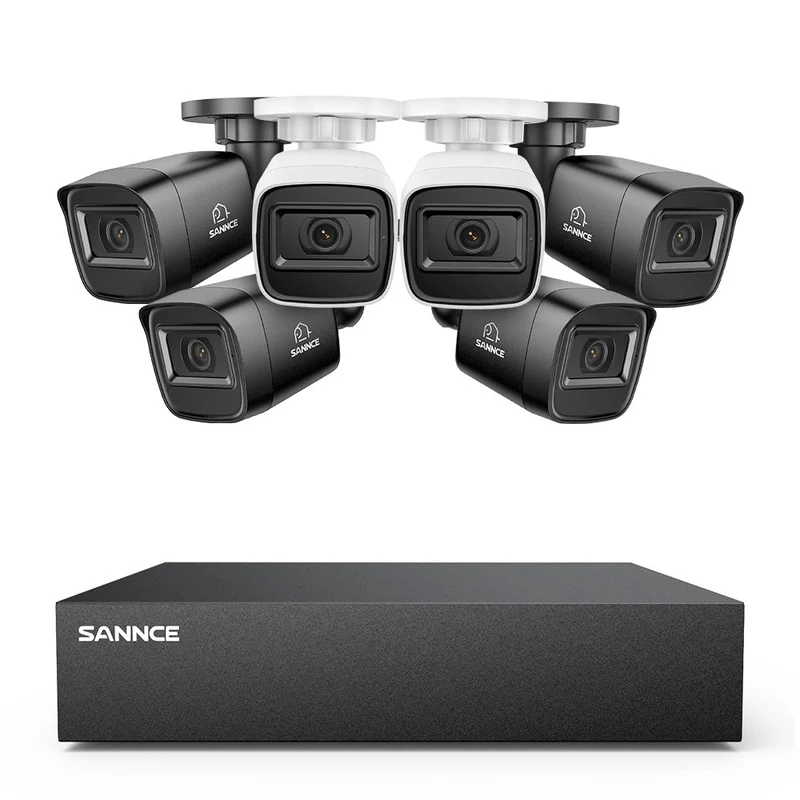 5MP 8-Channel Wired Security DVR System with 6pcs 2MP Outdoor Bullet CCTV Cameras, Smart Human / Vehicle / Motion Detection