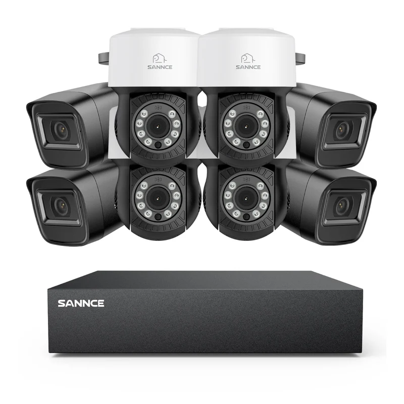 5MP 8 Channel PT Security Camera System - Hybrid 5-in-1 DVR, Pan & Tilt CCTV Camera, 100 ft Night Vision, Motion Detection, Outdoor, Waterproof