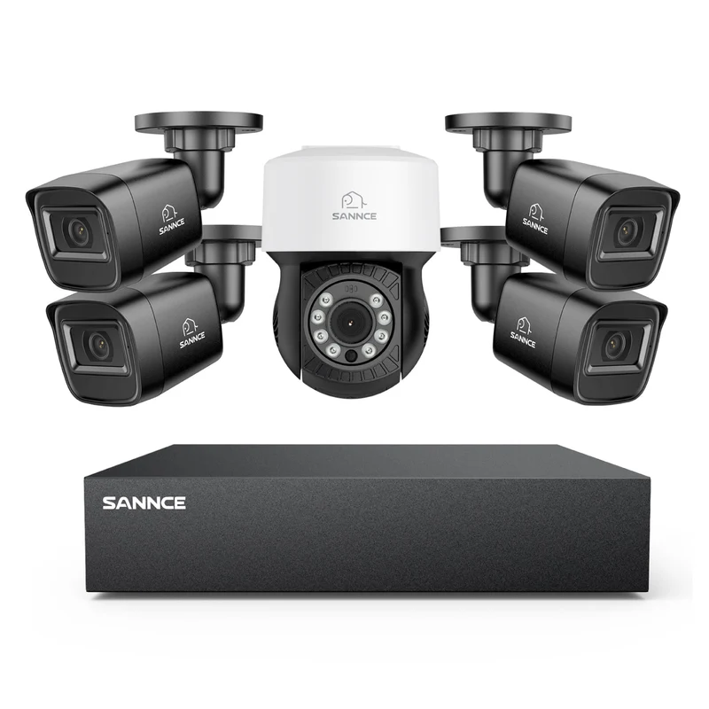 5MP 8 Channel PT Security Camera System - Hybrid 5-in-1 DVR, Pan & Tilt CCTV Camera, 100 ft Night Vision, Motion Detection, Outdoor, Waterproof