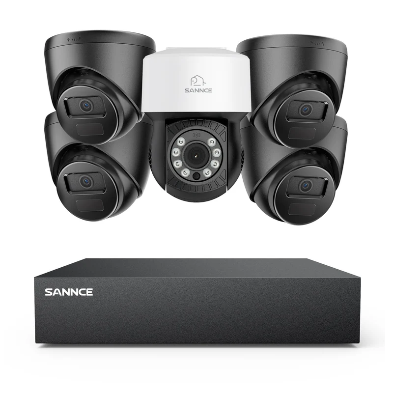 5MP 8 Channel PT Security Camera System - Hybrid 5-in-1 DVR, Pan & Tilt CCTV Camera, 100 ft Night Vision, Motion Detection, Outdoor, Waterproof