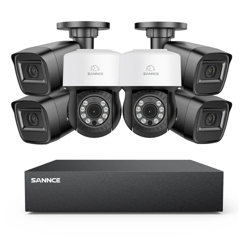 5MP 8 Channel PT Security Camera System - Hybrid 5-in-1 DVR, Pan & Tilt CCTV Camera, 100 ft Night Vision, Motion Detection, Outdoor, Waterproof