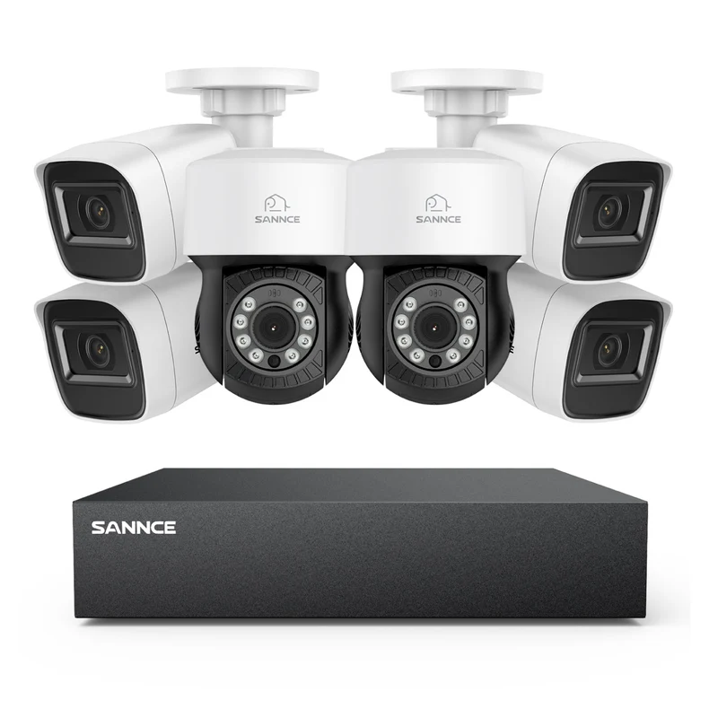 5MP 8 Channel PT Security Camera System - Hybrid 5-in-1 DVR, Pan & Tilt CCTV Camera, 100 ft Night Vision, Motion Detection, Outdoor, Waterproof