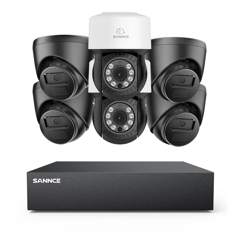 5MP 8 Channel PT Security Camera System - Hybrid 5-in-1 DVR, Pan & Tilt CCTV Camera, 100 ft Night Vision, Motion Detection, Outdoor, Waterproof