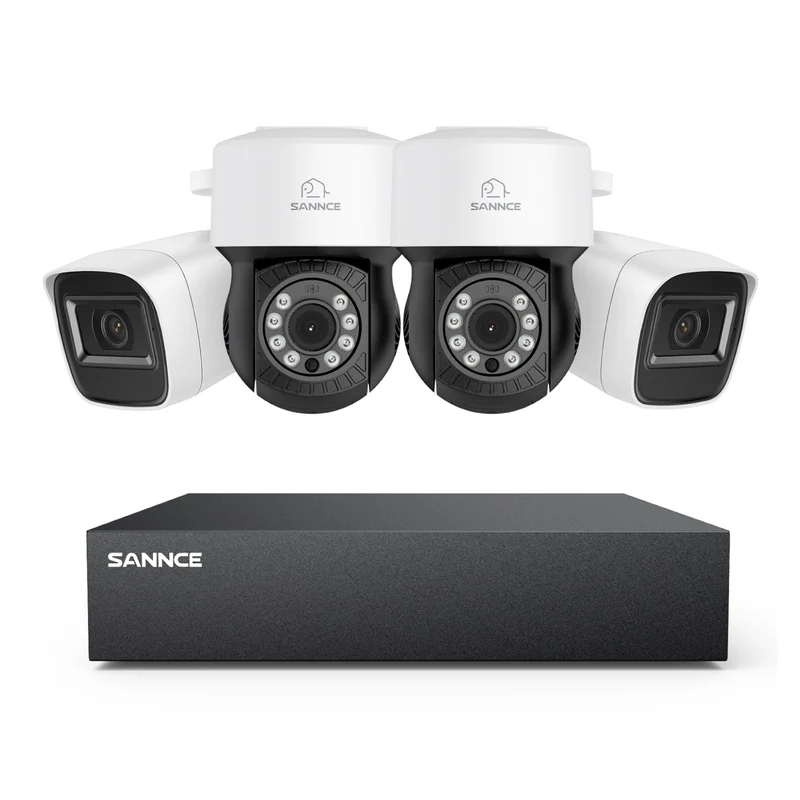 5MP 8 Channel PT Security Camera System - Hybrid 5-in-1 DVR, Pan & Tilt CCTV Camera, 100 ft Night Vision, Motion Detection, Outdoor, Waterproof