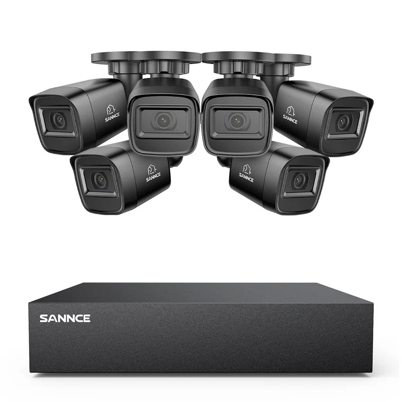 5MP 8-Channel Wired Security DVR System with 6pcs 2MP Outdoor Bullet CCTV Cameras, Smart Human / Vehicle / Motion Detection