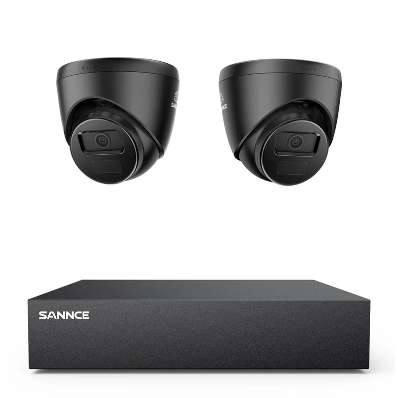 8 Channel 5MP Wired Security Camera System - Hybrid DVR, 2pcs 2MP Turret Cameras, Outdoor & Indoor, Smart Motion Detection, Remote Access