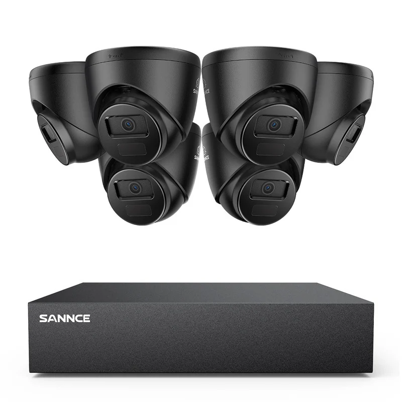 8 Channel 5MP Wired Security Camera System - Hybrid DVR, 6pcs 2MP Turret Cameras, Outdoor & Indoor, Smart Motion Detection, Remote Access