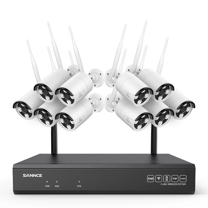 4K 16-Channel Wireless Security Camera System, 8MP NVR, 8MP WiFi 10 Pcs IP Cameras, Two-Way Audio, IP66 Waterproof, Smart AI Human Detection, Work With Alexa
