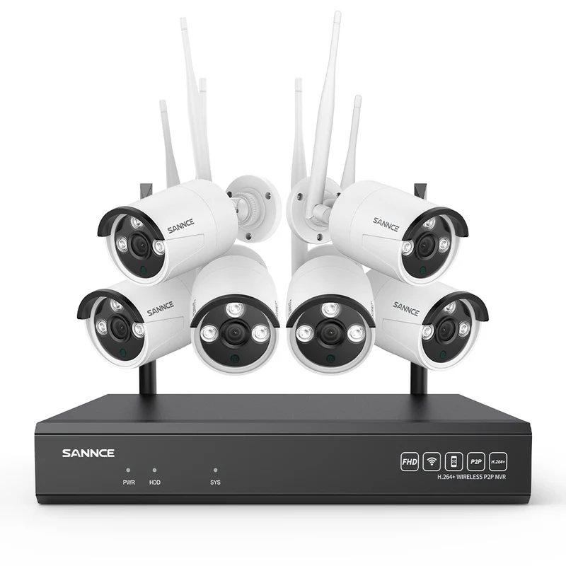 3MP 16-Channel Wireless Security Camera System, 8MP NVR, 3MP WiFi 6 Pcs IP Cameras, Two-Way Audio, IP66 Waterproof, Smart AI Human Detection, Work With Alexa